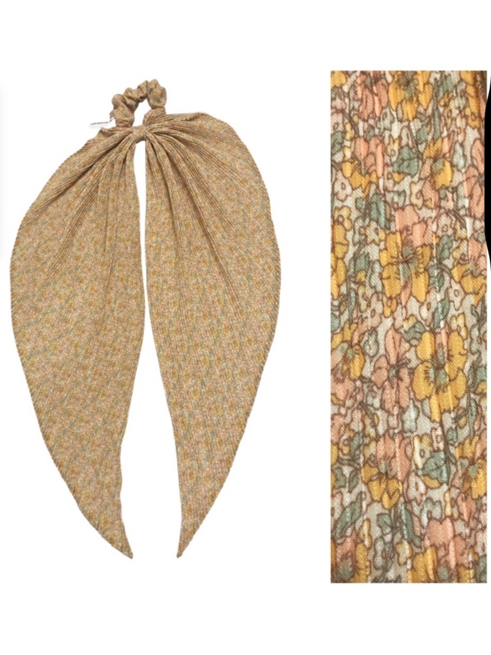 Urban Outfitters | NEW Accordian Pleated Floral Bow Scrunchie